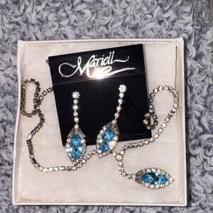 Mariell Blue and Silver Necklace & Earrings SET